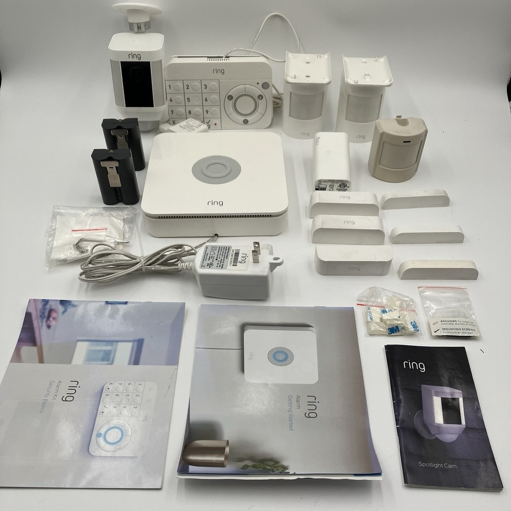 Ring Alarm Security Kit Base Station Keypad Motion Contact Sensors Spotlight Cam